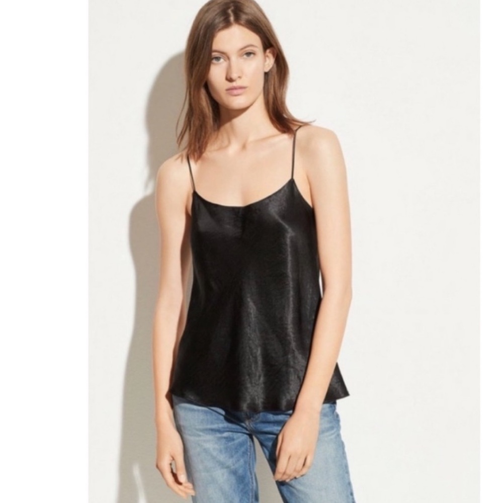 Vince Satin Cami in Black.